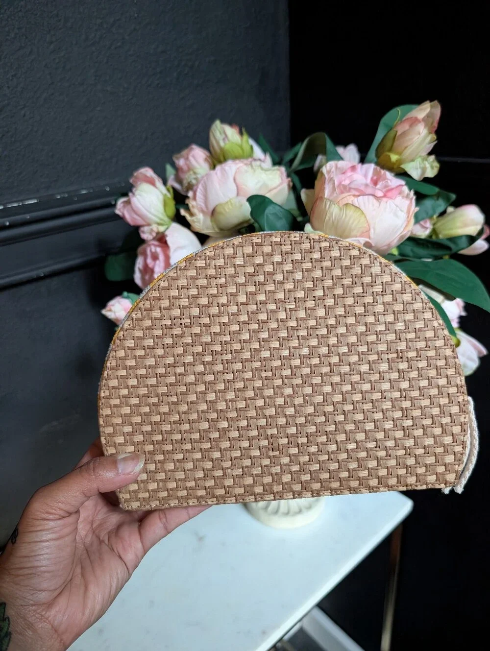 Christian Dior Yellow/White Bohemian Riviera Rattan Canvas clutch 6.25